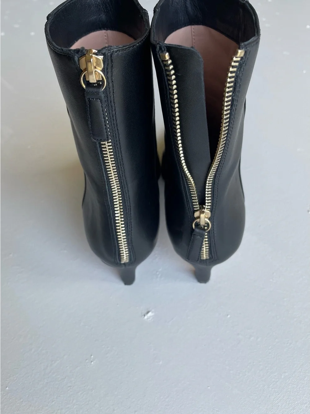 J. Crew Black Leather Pointed Ankle Boot with Low Kitten Heel